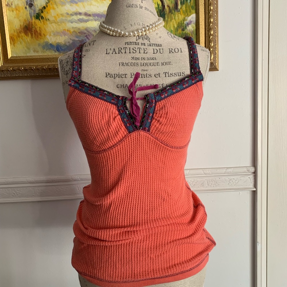 “FREE PEOPLE” criss cross Colorful Sleeveless Top